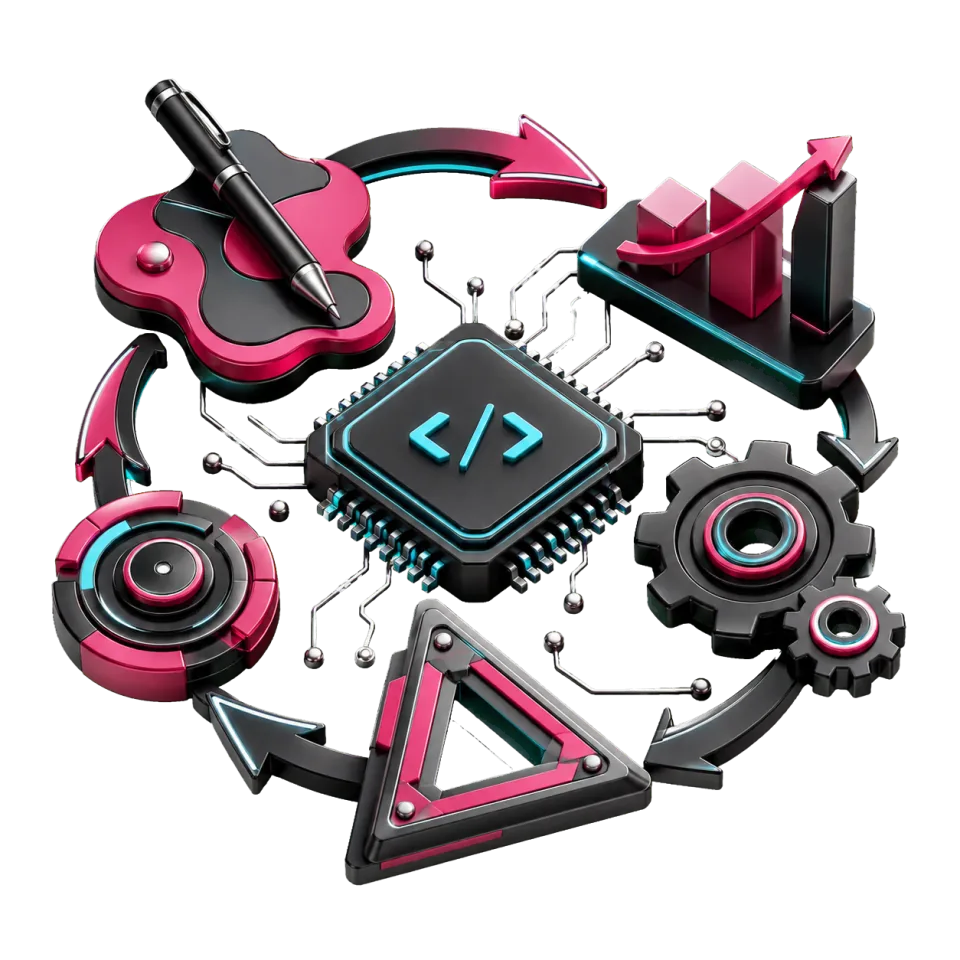 Le cycle de production Maxmind : le design mène au développement, le développement à la mesure des résultats, qui relance la conception.
