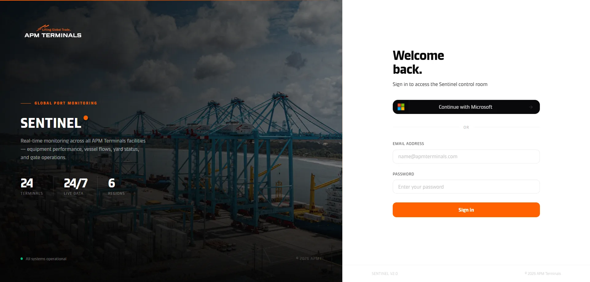 Page de connexion : l’accès passe par le compte Microsoft du groupe.